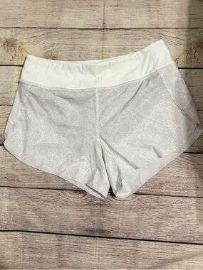 Athleta Light Gray-White High-Rise Athletic Shorts